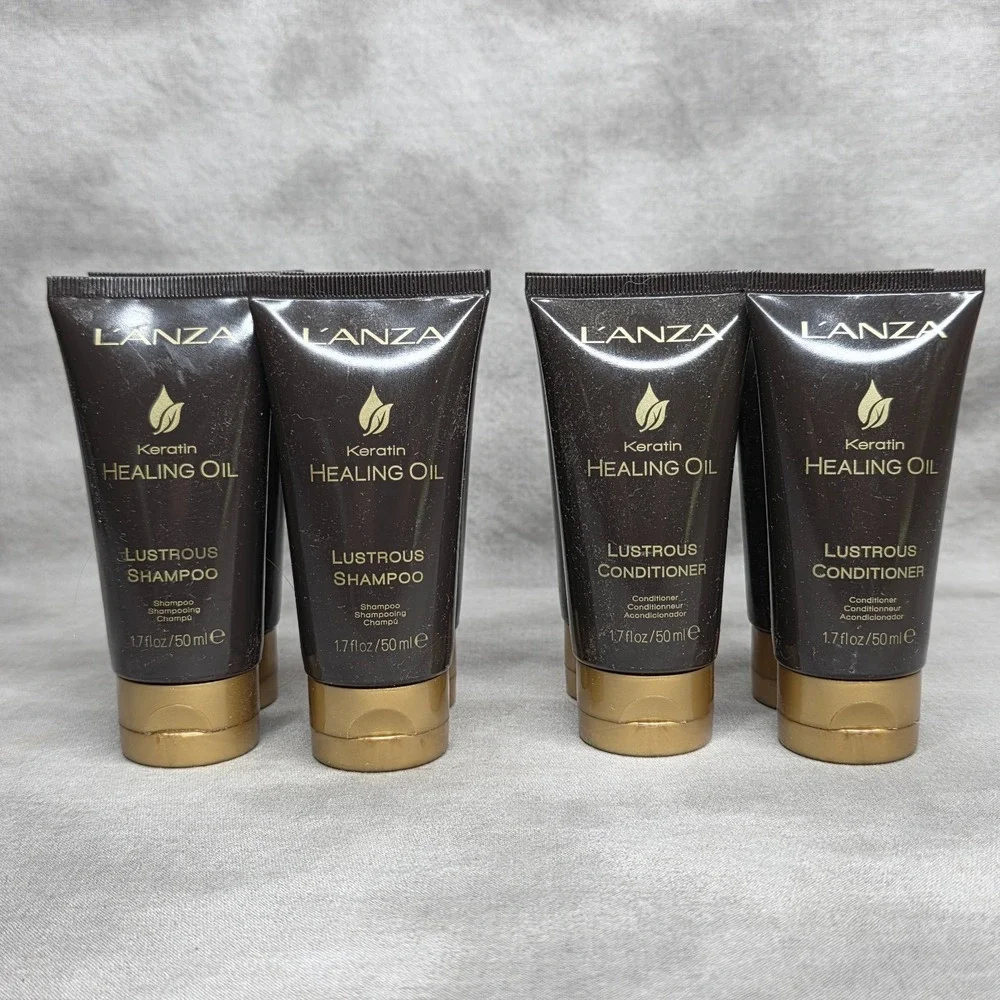Lanza Healing Oil Lustrous Shampoo (4) & Conditioner (4) 1.7 fl oz Travel Size